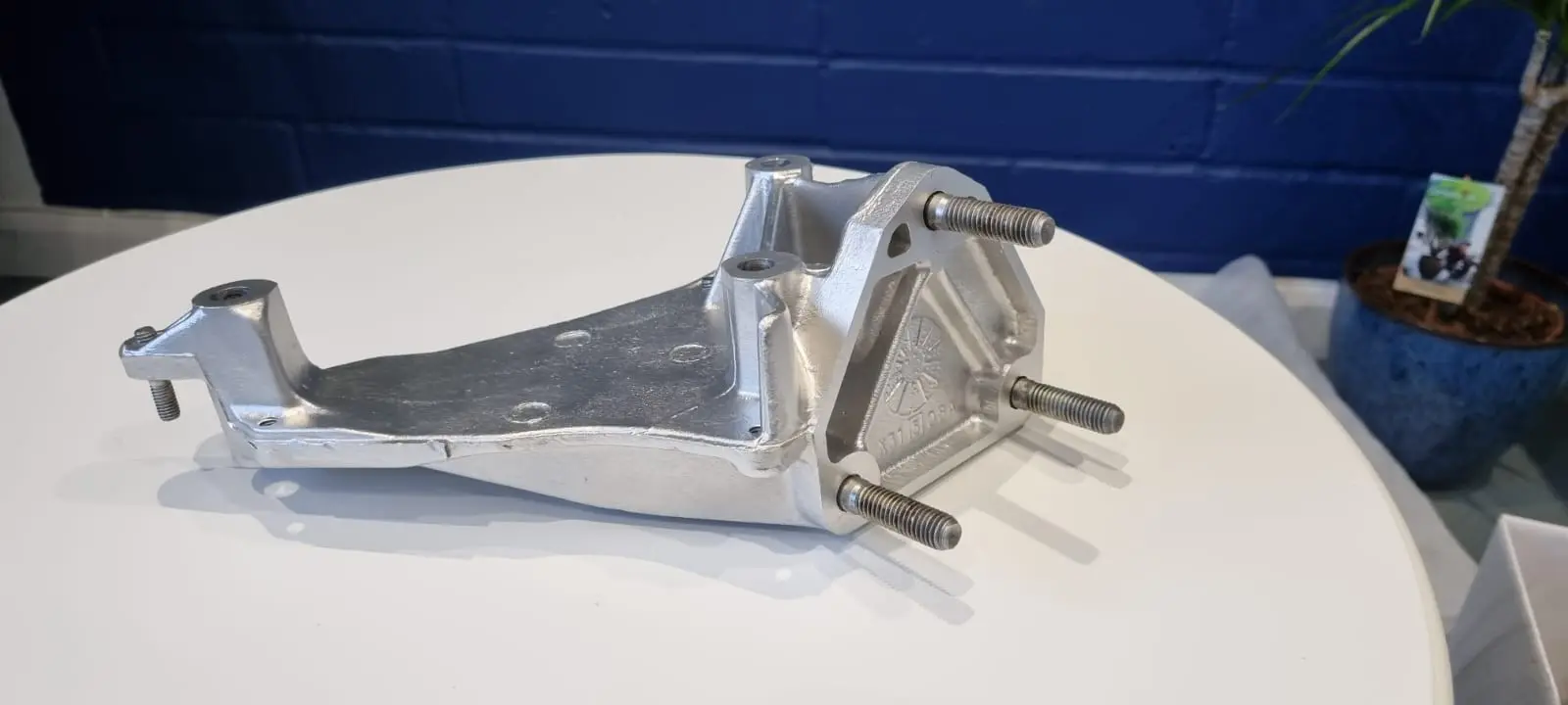 Restored alloy bracket after vapour blasting