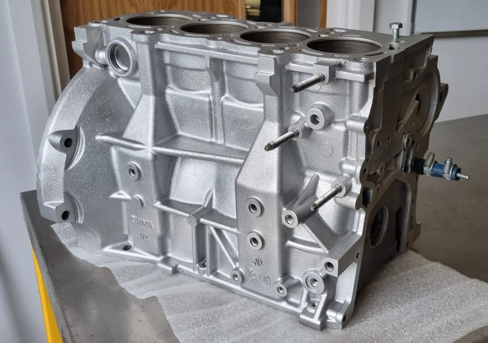 Vapour blasted engine block